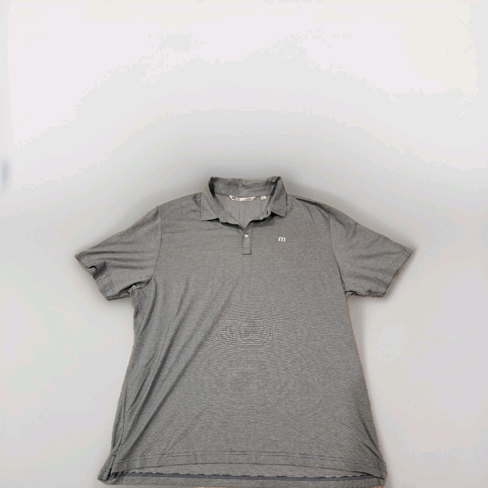 Travis Mathew Polo Golf Shirt Mens 3XL Gray Stripes Lightweight Pima Cotton